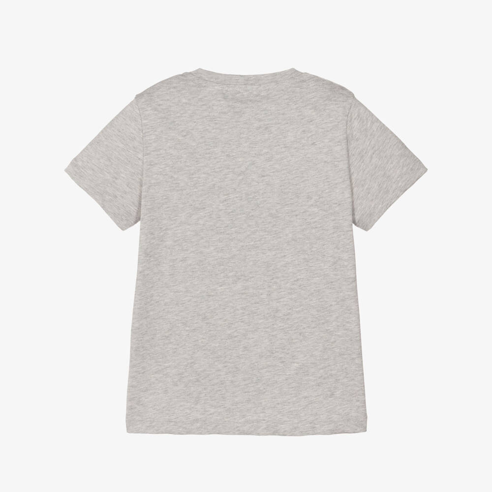 Versace-Boys Grey Cotton T-Shirt with Versace Wave Logo | Childrensalon Outlet