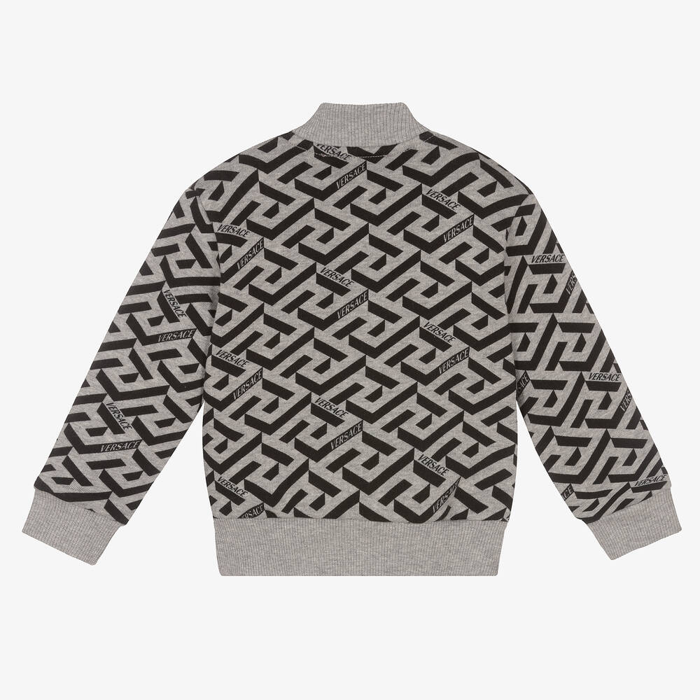 Versace-Boys Grey Greca Zip-Up Top | Childrensalon Outlet
