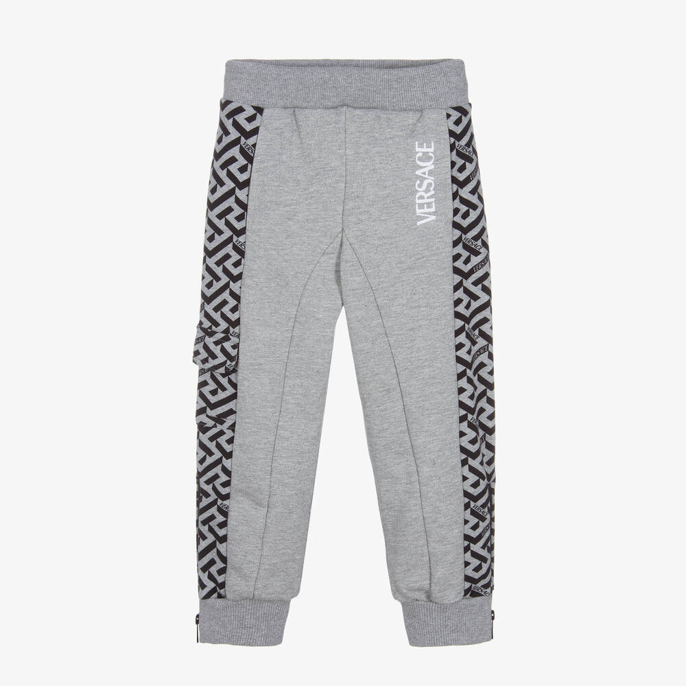 Versace - Bas de jogging gris La Greca garçon | Childrensalon