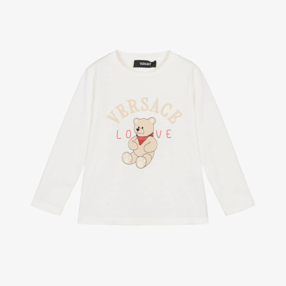 Versace-Boys Ivory Bear Emblem Top | Childrensalon Outlet