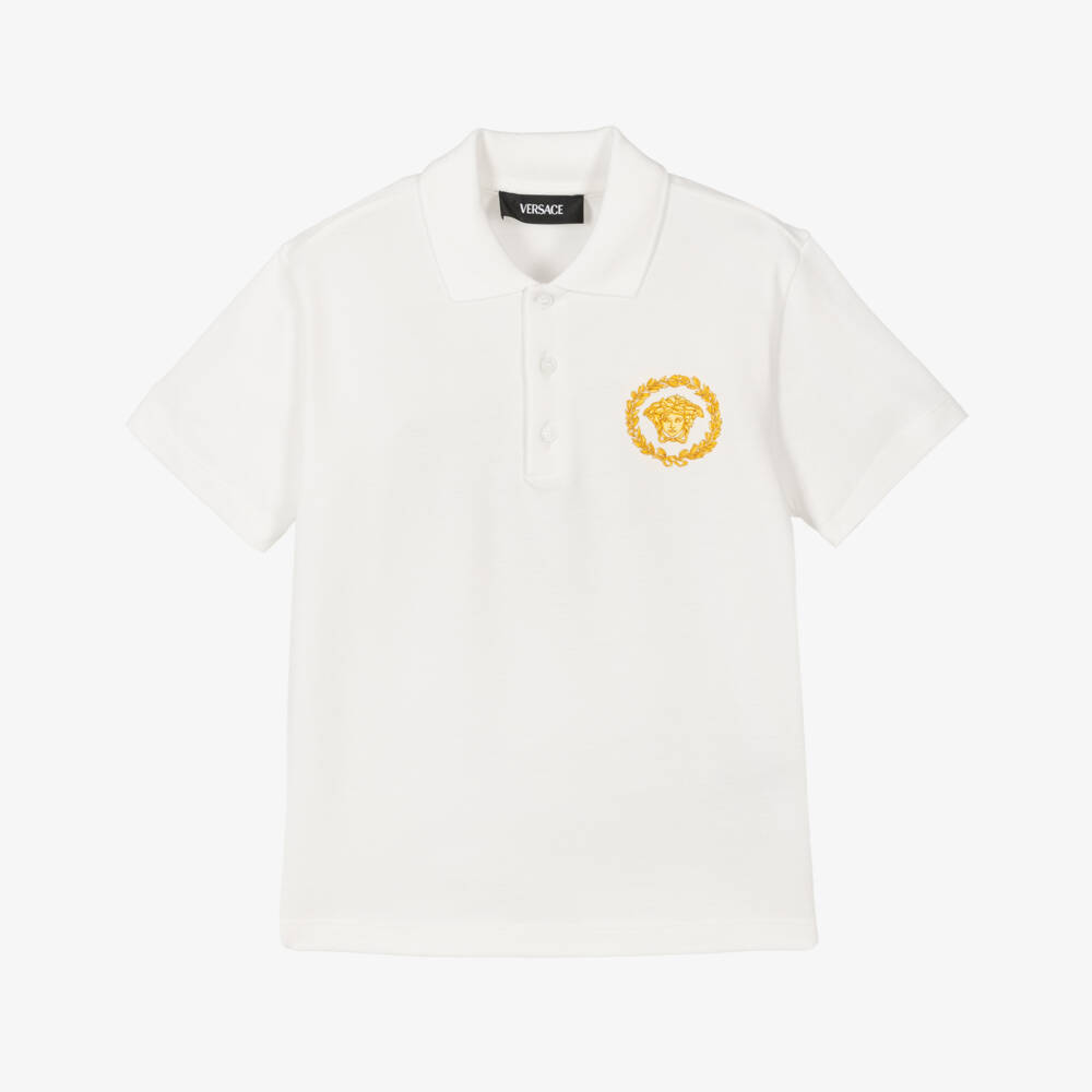 Versace-Boys Ivory Cotton Polo Tee | Childrensalon Outlet