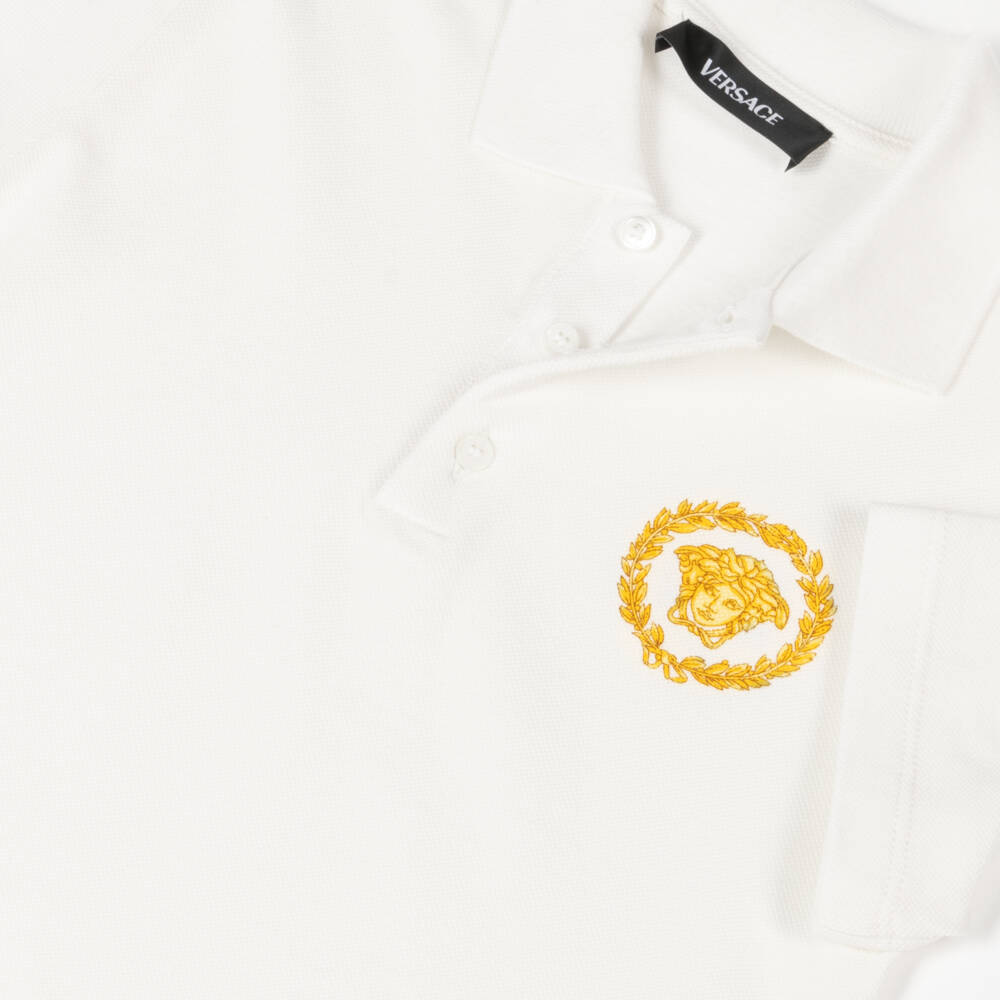 Versace-Boys Ivory Cotton Polo Tee | Childrensalon Outlet