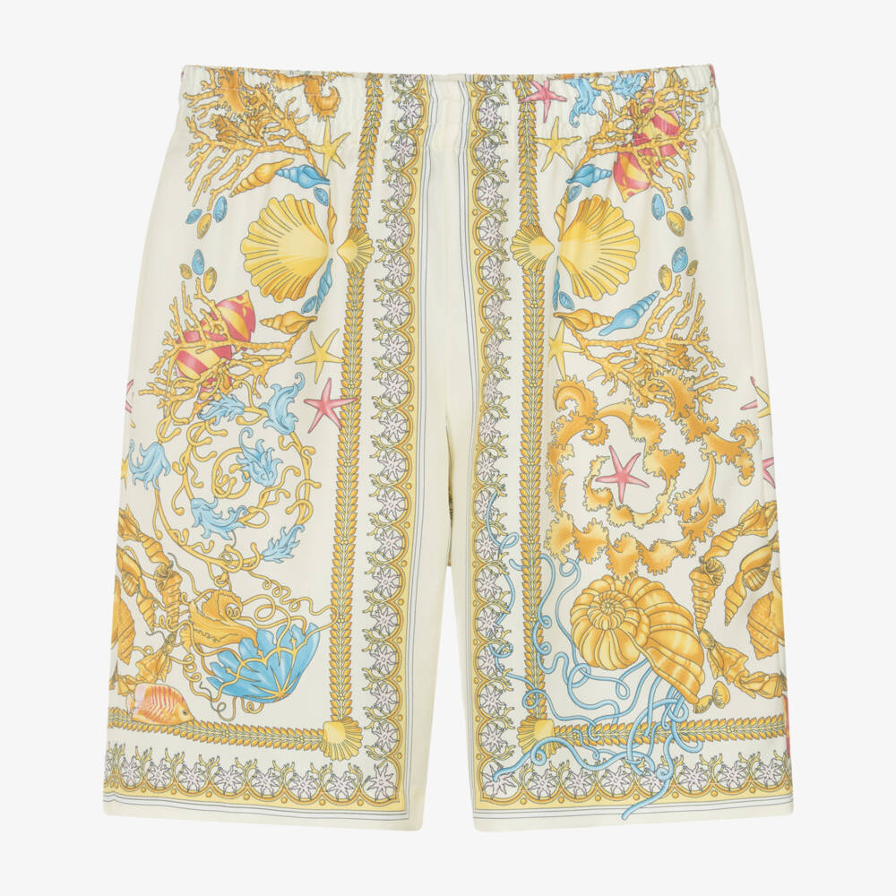 Versace-Шорты из кремового и золотого шелка для мальчиков | Childrensalon Outlet