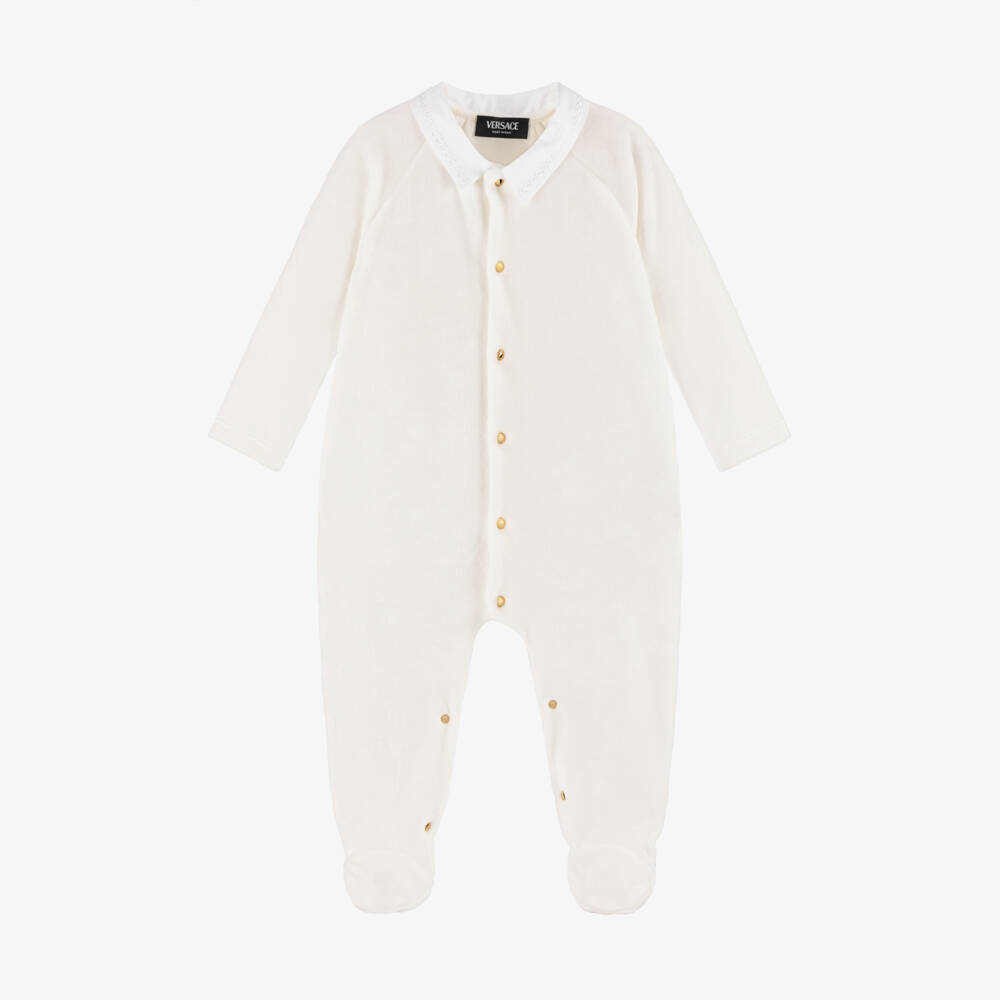 Versace-Boys Ivory Greca Accent Babygrow | Childrensalon Outlet