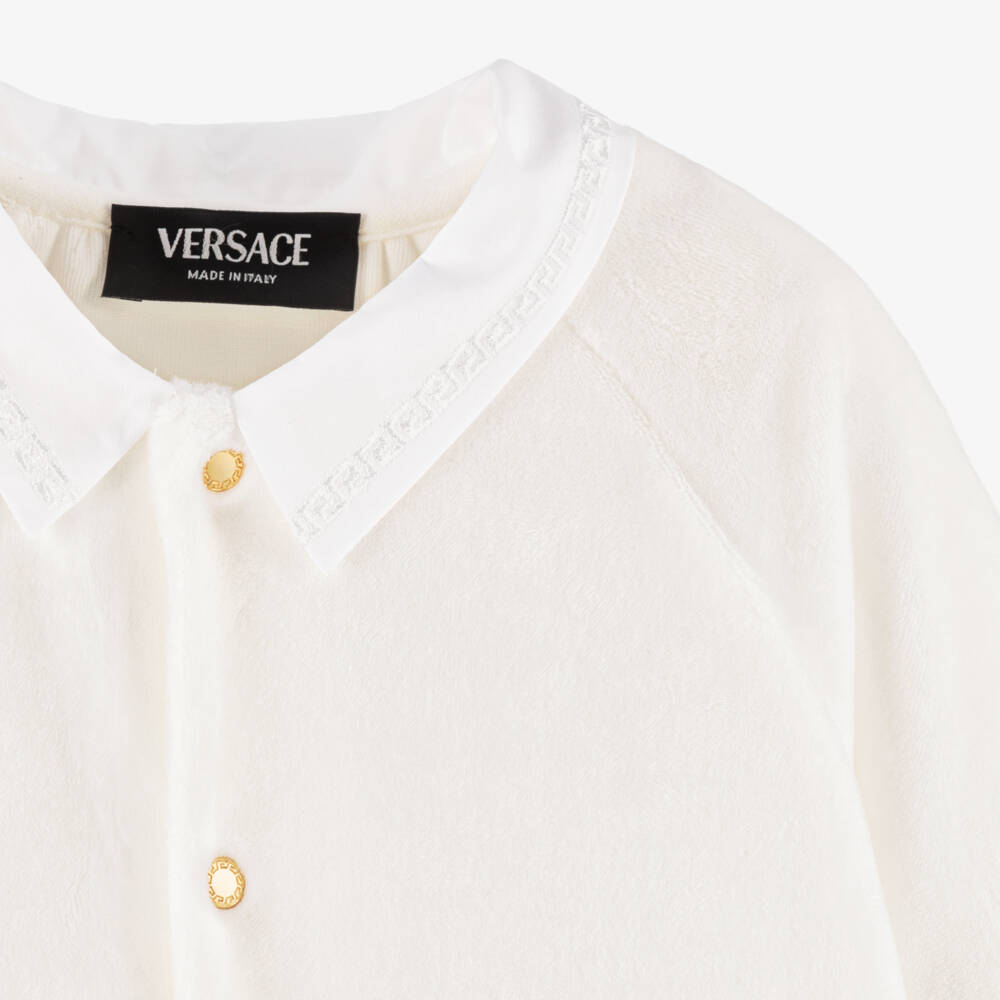 Versace-Boys Ivory Greca Accent Babygrow | Childrensalon Outlet