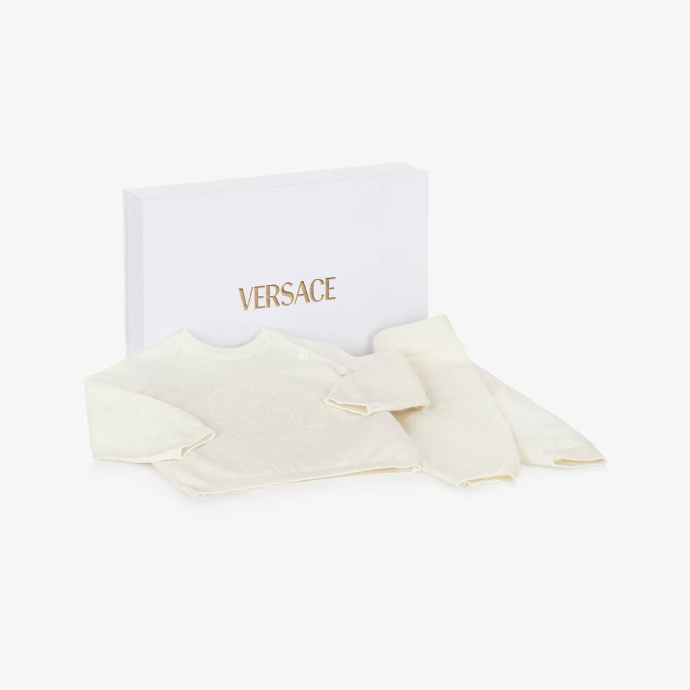 Versace-Boys Ivory Knit Cashmere Ensemble | Childrensalon Outlet