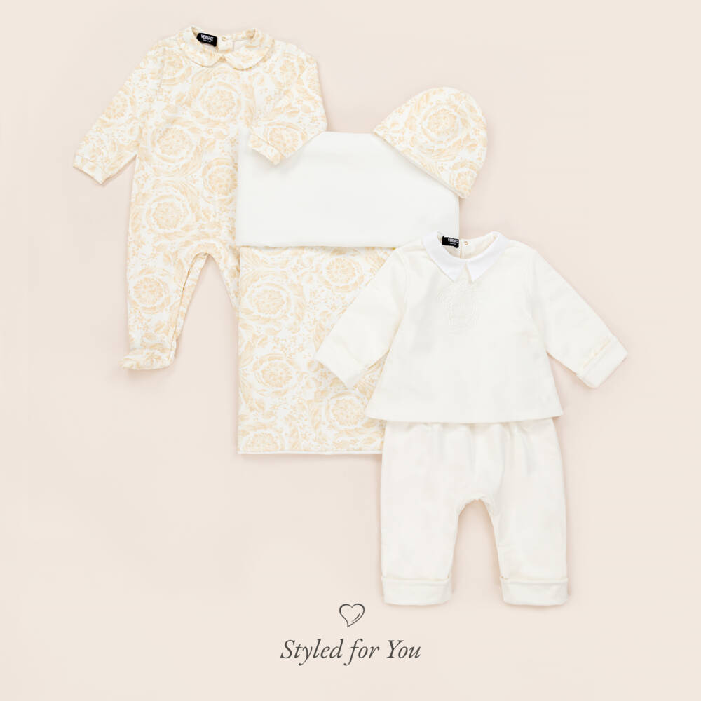 Versace-Boys Ivory Logo Cotton Set | Childrensalon Outlet