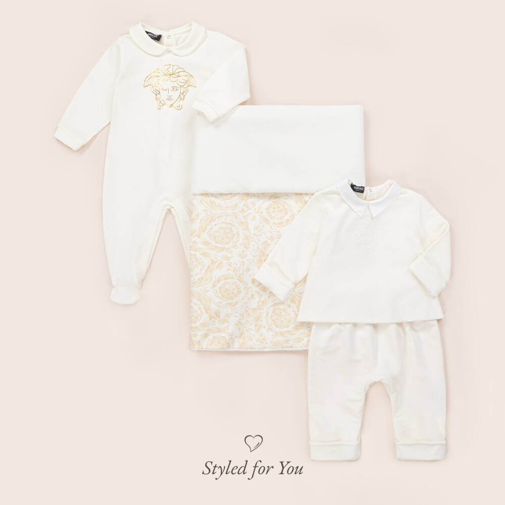 Versace-Boys Ivory Logo Cotton Set | Childrensalon Outlet