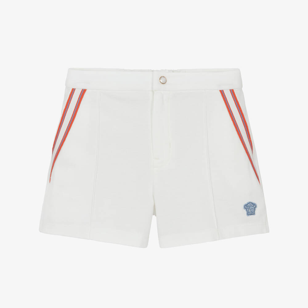 Versace-Boys Ivory Piqué Medusa Logo Shorts | Childrensalon Outlet