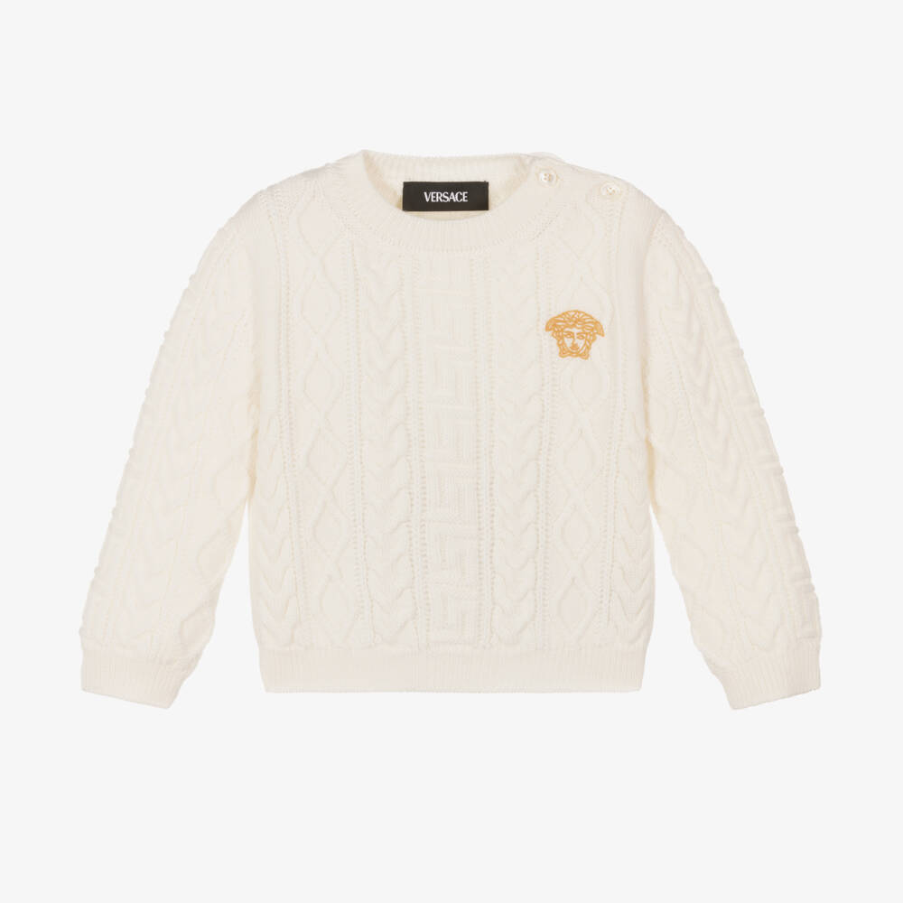 Versace-Кремовый шерстяной джемпер для малышей | Childrensalon Outlet