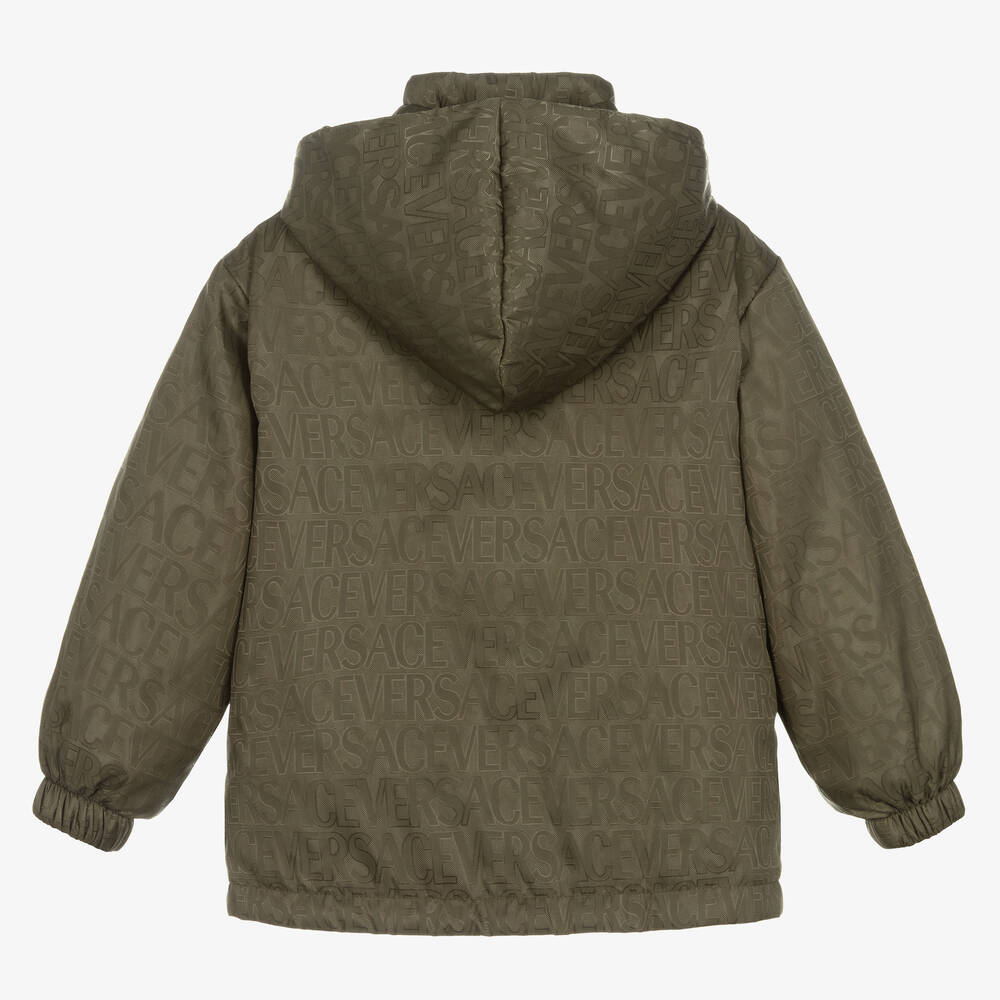Versace-Boys Khaki Green Padded Jacket | Childrensalon Outlet