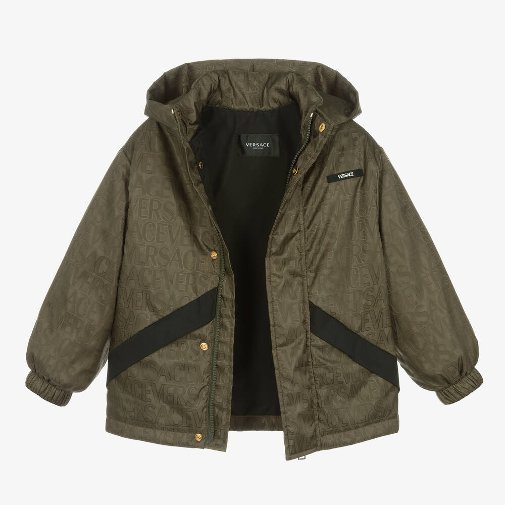 Versace-Boys Khaki Green Padded Jacket | Childrensalon Outlet