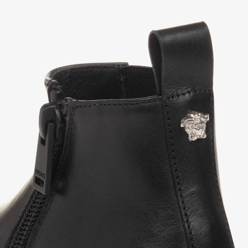 Versace-بوت تشيلسي جلد لون أسود للأولاد | Childrensalon Outlet