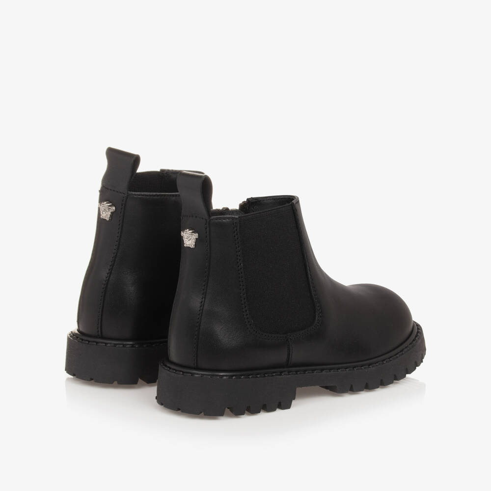 Versace-بوت تشيلسي جلد لون أسود للأولاد | Childrensalon Outlet