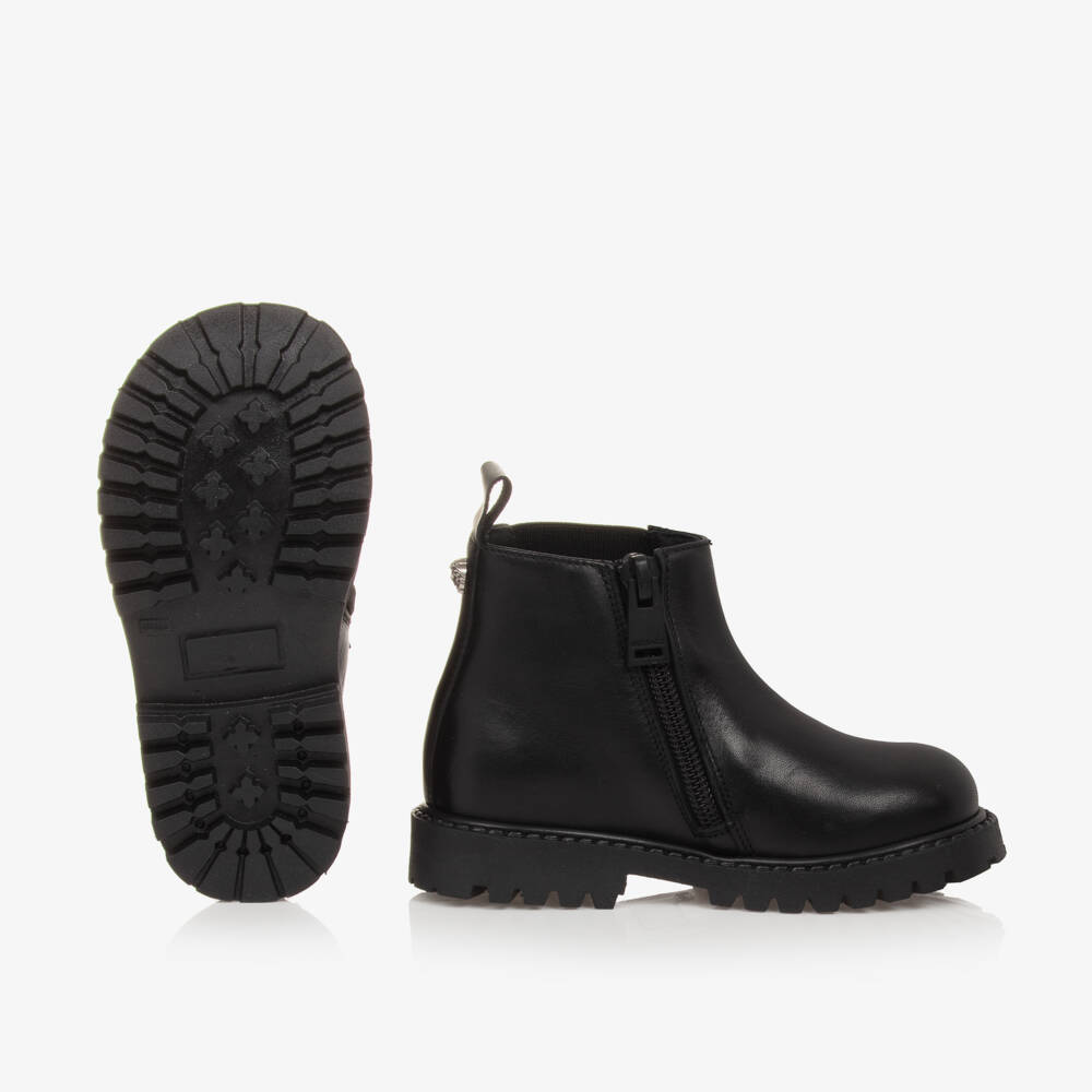 Versace-بوت تشيلسي جلد لون أسود للأولاد | Childrensalon Outlet