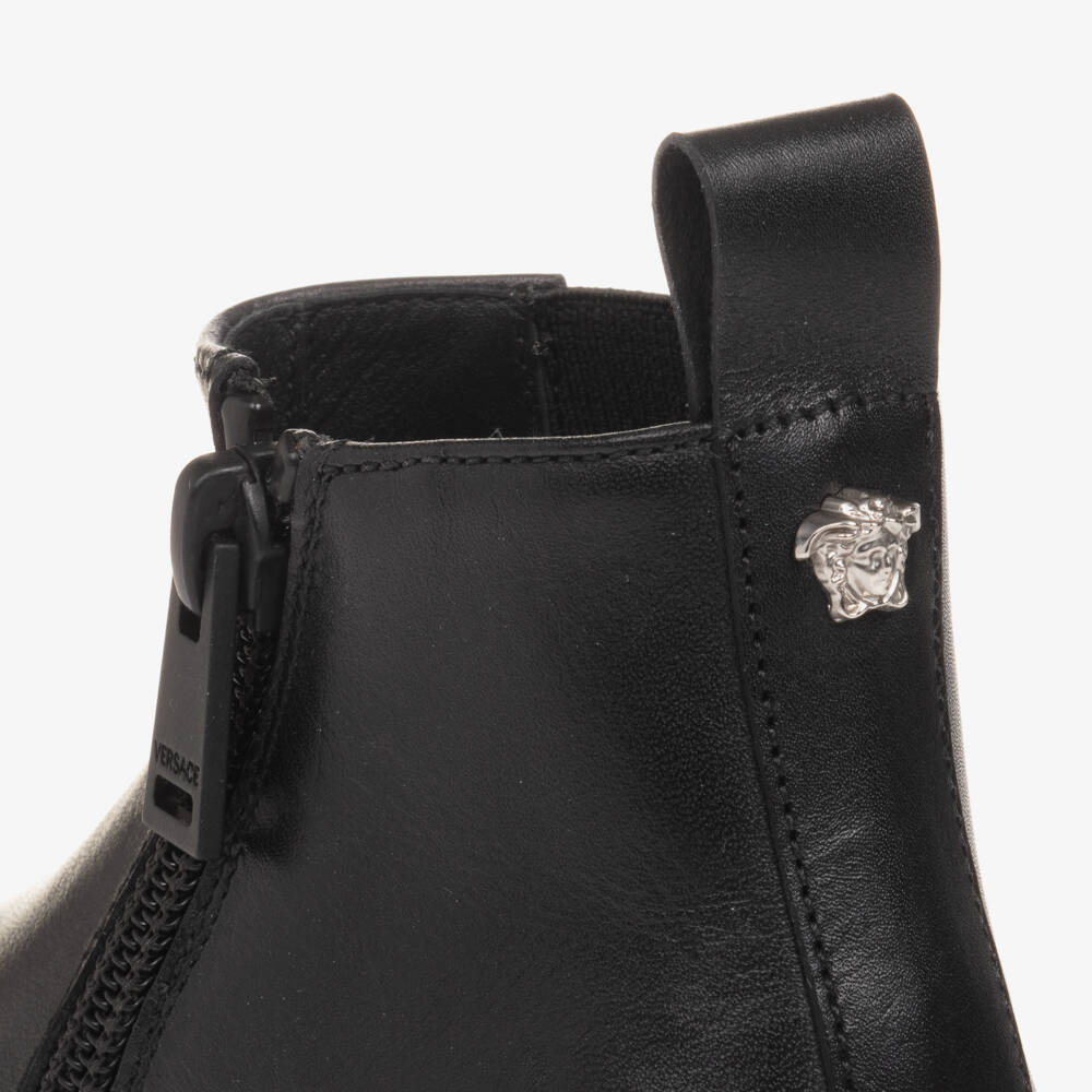 Versace-بوت تشيلسي جلد لون أسود للأولاد | Childrensalon Outlet