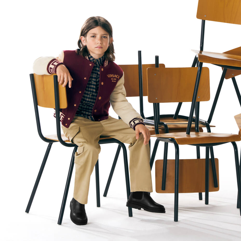 Versace-بوت تشيلسي جلد لون أسود للأولاد | Childrensalon Outlet