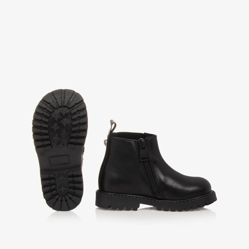 Versace-بوت تشيلسي جلد لون أسود للأولاد | Childrensalon Outlet
