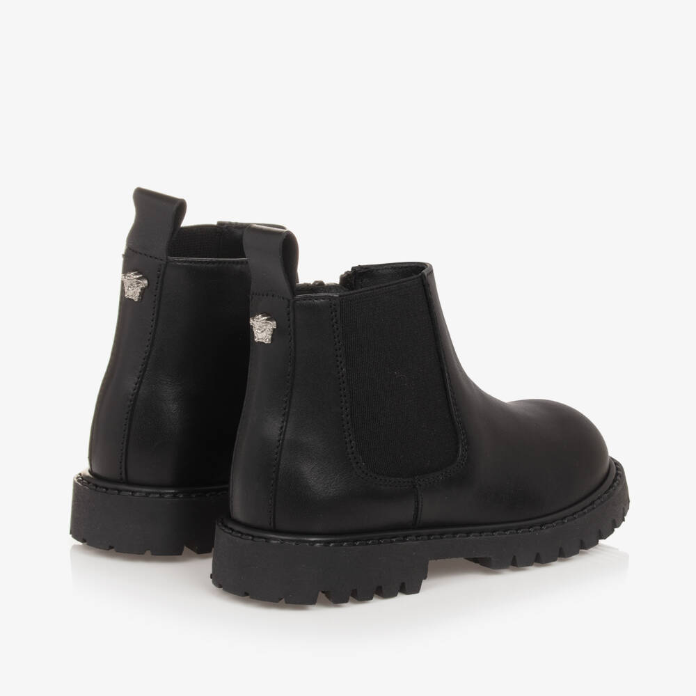 Versace-بوت تشيلسي جلد لون أسود للأولاد | Childrensalon Outlet