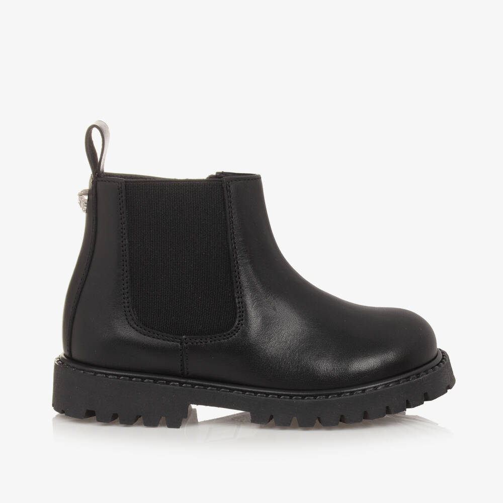 Versace-بوت تشيلسي جلد لون أسود للأولاد | Childrensalon Outlet