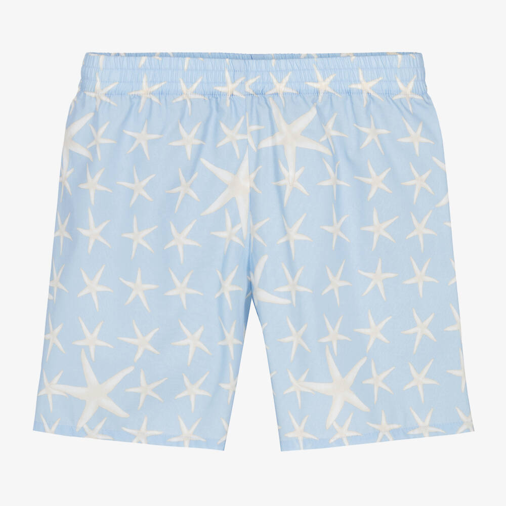 Versace-Boys Light Blue Cotton Shorts | Childrensalon Outlet