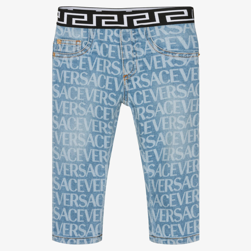 Versace - Boys Light Blue Denim Logo Jeans | Childrensalon