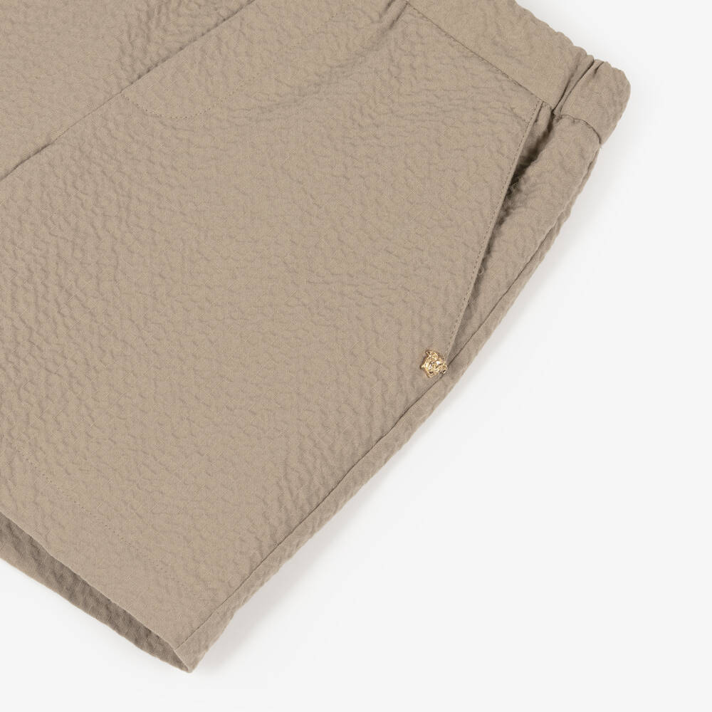 Versace-Boys Light-Tan Textured Shorts | Childrensalon Outlet