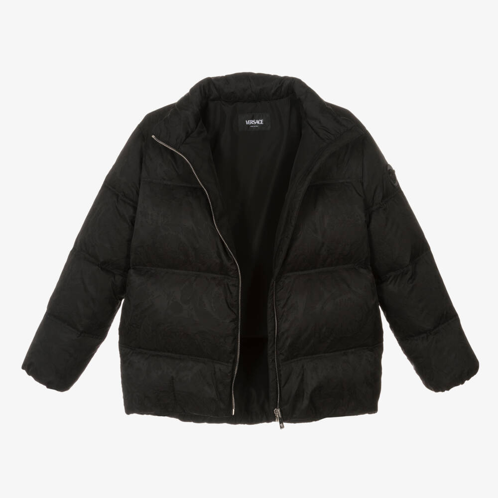 Versace-Boys Luxe Black Padded Overcoat | Childrensalon Outlet