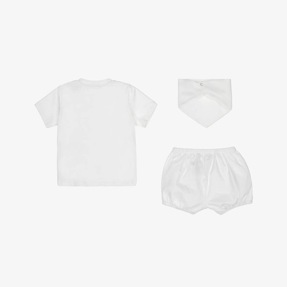 Versace-Boys Luxe White Summer Shorts Ensemble | Childrensalon Outlet