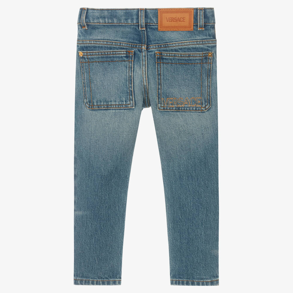 Versace-جينز قطن دنيم لون أزرق للأولاد | Childrensalon Outlet