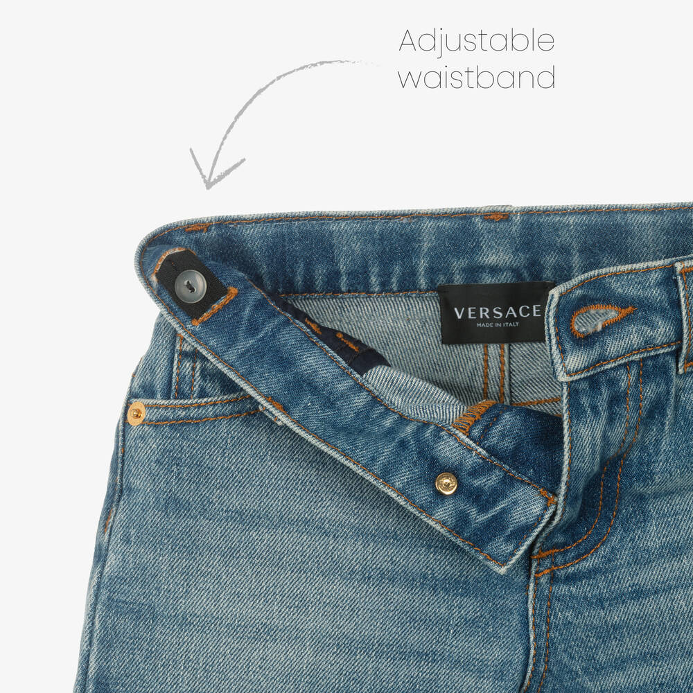 Versace-جينز قطن دنيم لون أزرق للأولاد | Childrensalon Outlet