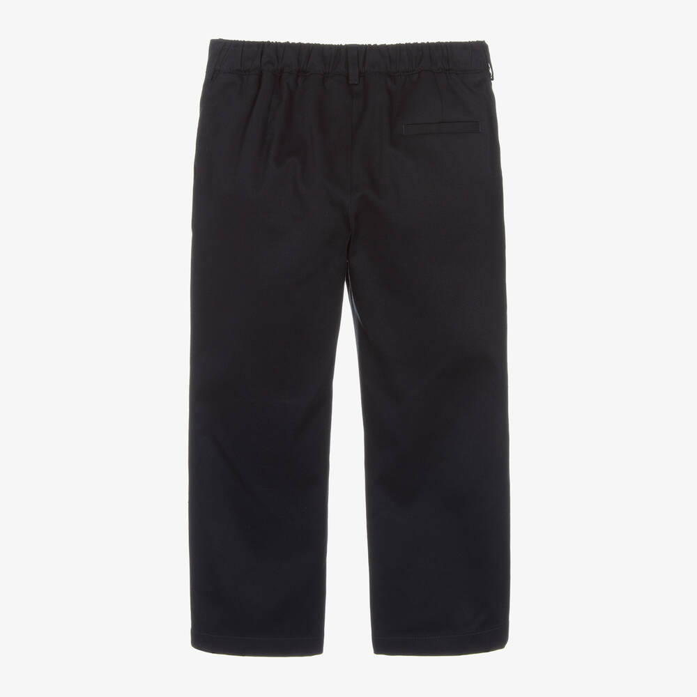 Versace-بنطلون قطن تويل لون كحلي للأولاد | Childrensalon Outlet