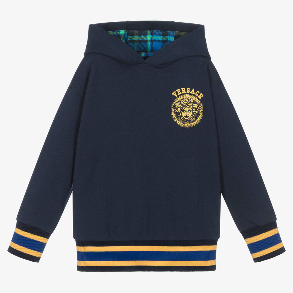 Versace - Boys Navy Blue & Gold Medusa Hoodie | Childrensalon