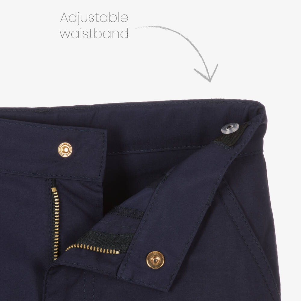 Versace-Boys Navy Cotton Bermudas | Childrensalon Outlet