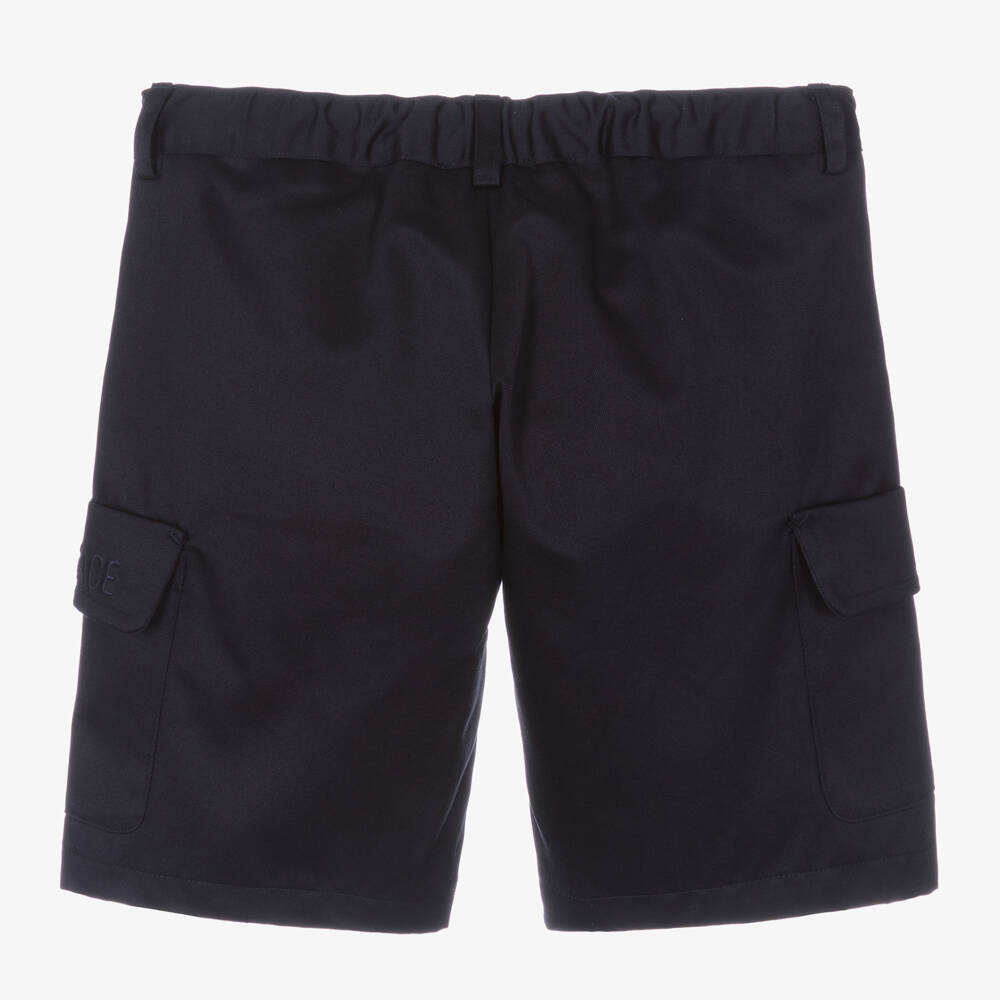 Versace-Синие шорты из хлопкового габардина для мальчиков | Childrensalon Outlet