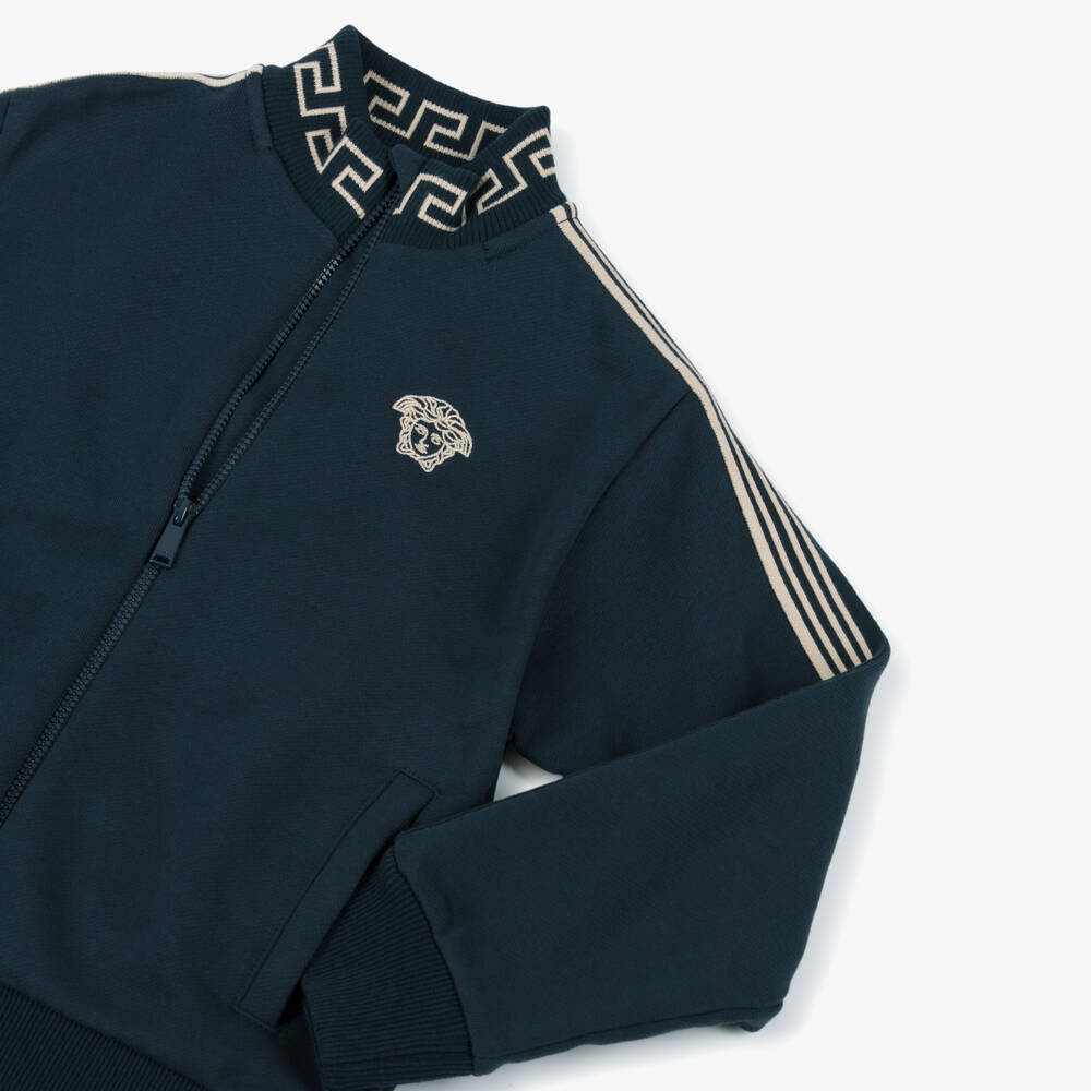 Versace-Boys Navy Cotton Iconic Zip Jacket | Childrensalon Outlet