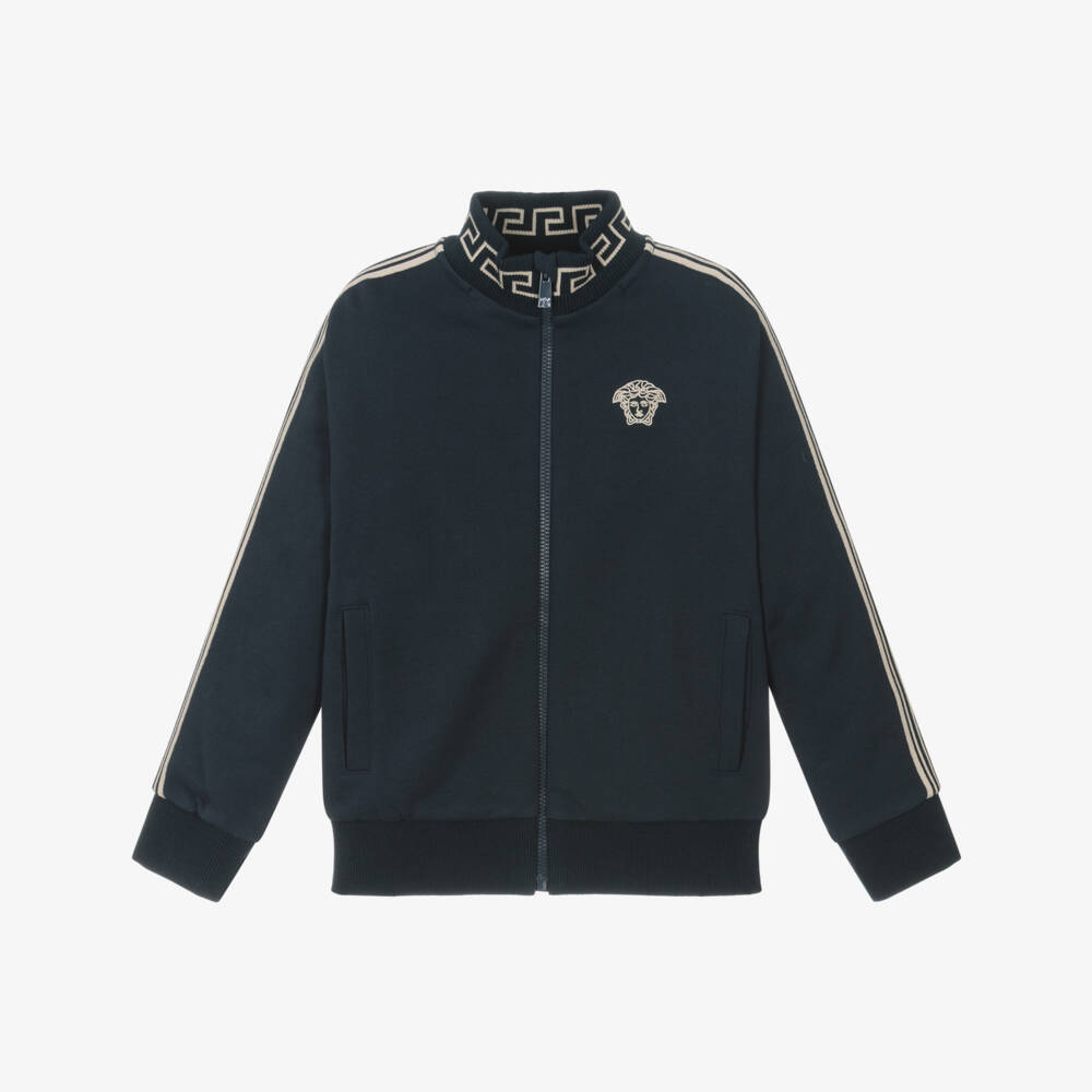 Versace-Boys Navy Cotton Iconic Zip Jacket | Childrensalon Outlet