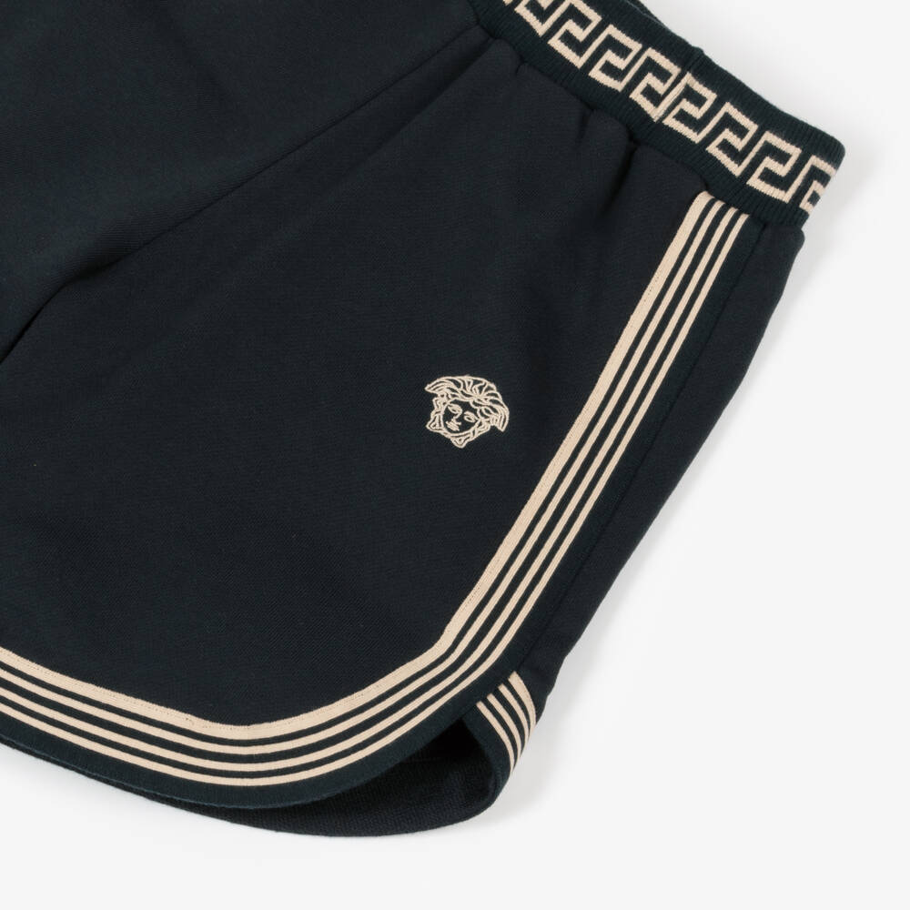 Versace-شورتات قطنية زرقاء للأولاد بتصميم ميدوسا | Childrensalon Outlet