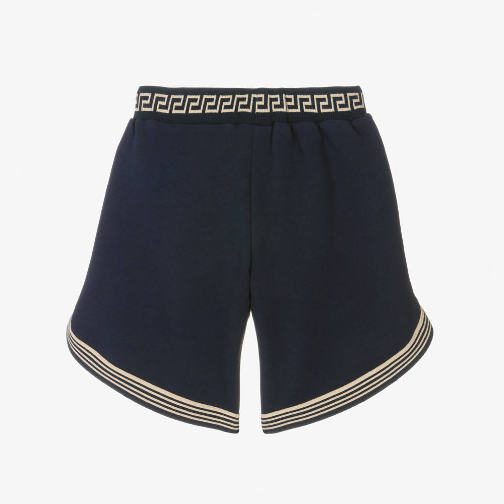 Versace-شورتات قطنية زرقاء للأولاد بتصميم ميدوسا | Childrensalon Outlet