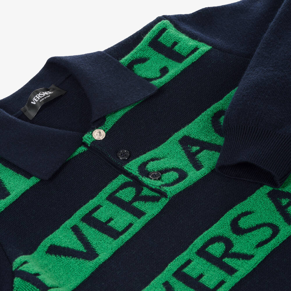 Versace-Boys Navy Green Wool Jumper | Childrensalon Outlet