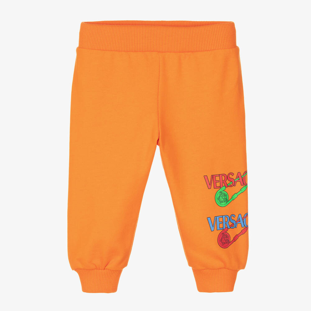 Versace - Boys Orange Logo Joggers | Childrensalon