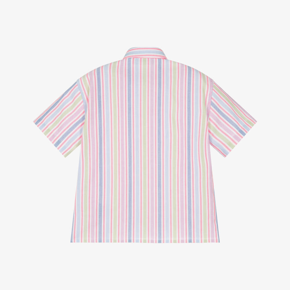 Versace-Boys Oxford Pink Striped Shirt | Childrensalon Outlet