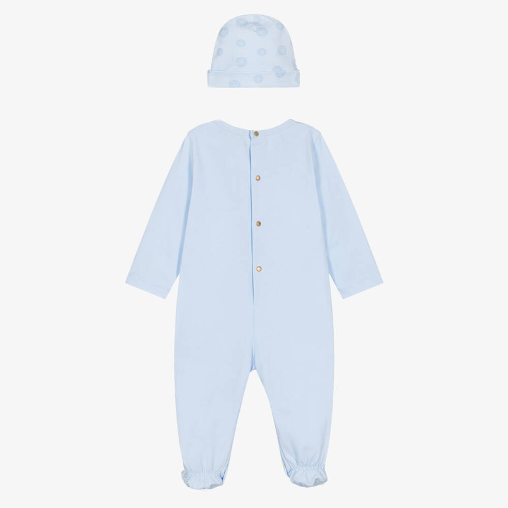 Versace-Boys Pale Blue Babysuit Gift Set with Medusa Logo | Childrensalon Outlet