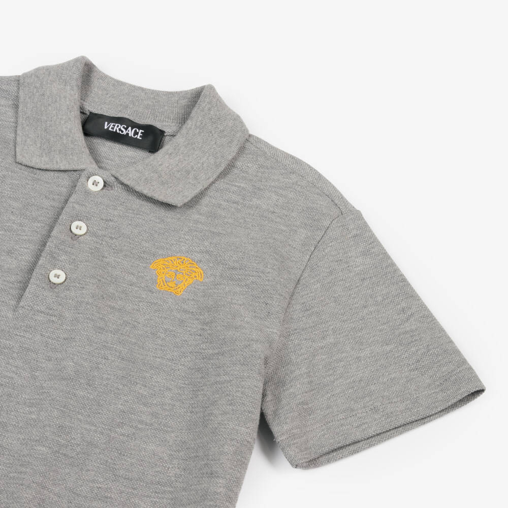 Versace-Boys Piqué Polo with Gold Accent | Childrensalon Outlet