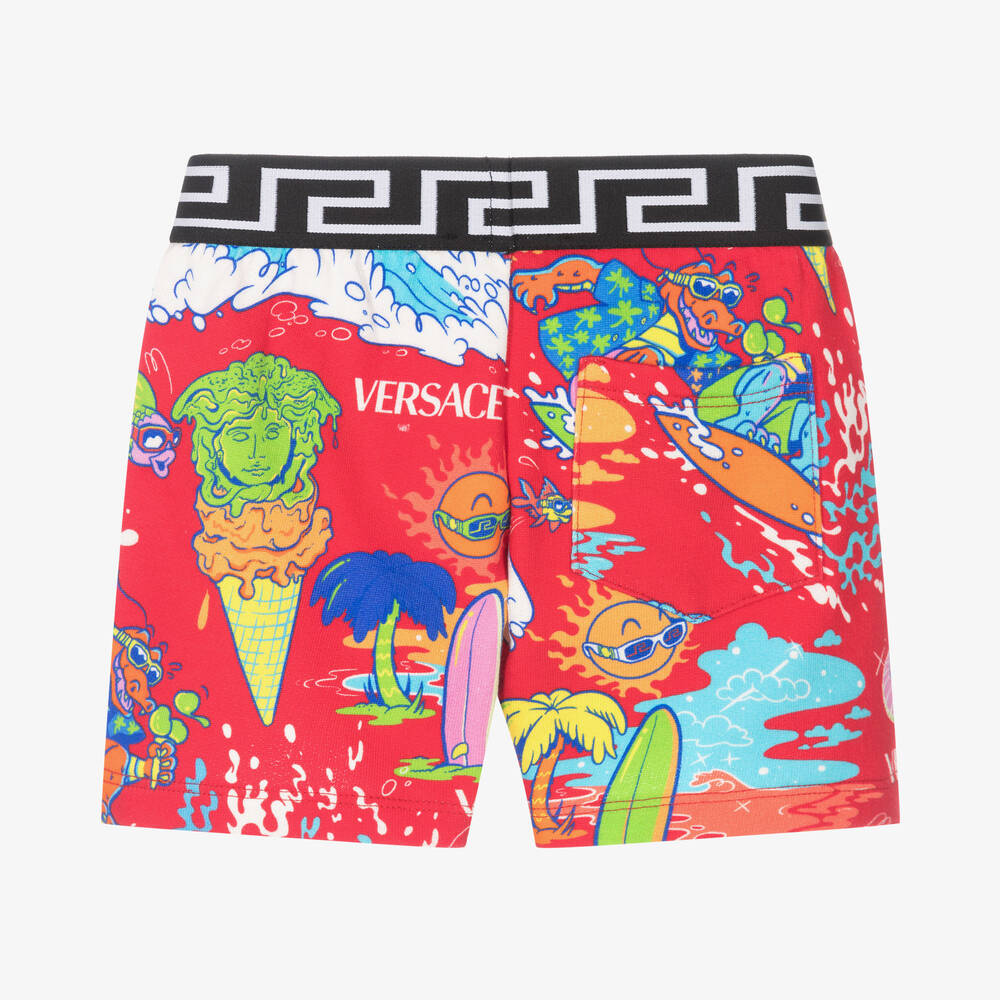 Versace-شورت أطفال ولادي قطن لون أحمر | Childrensalon Outlet