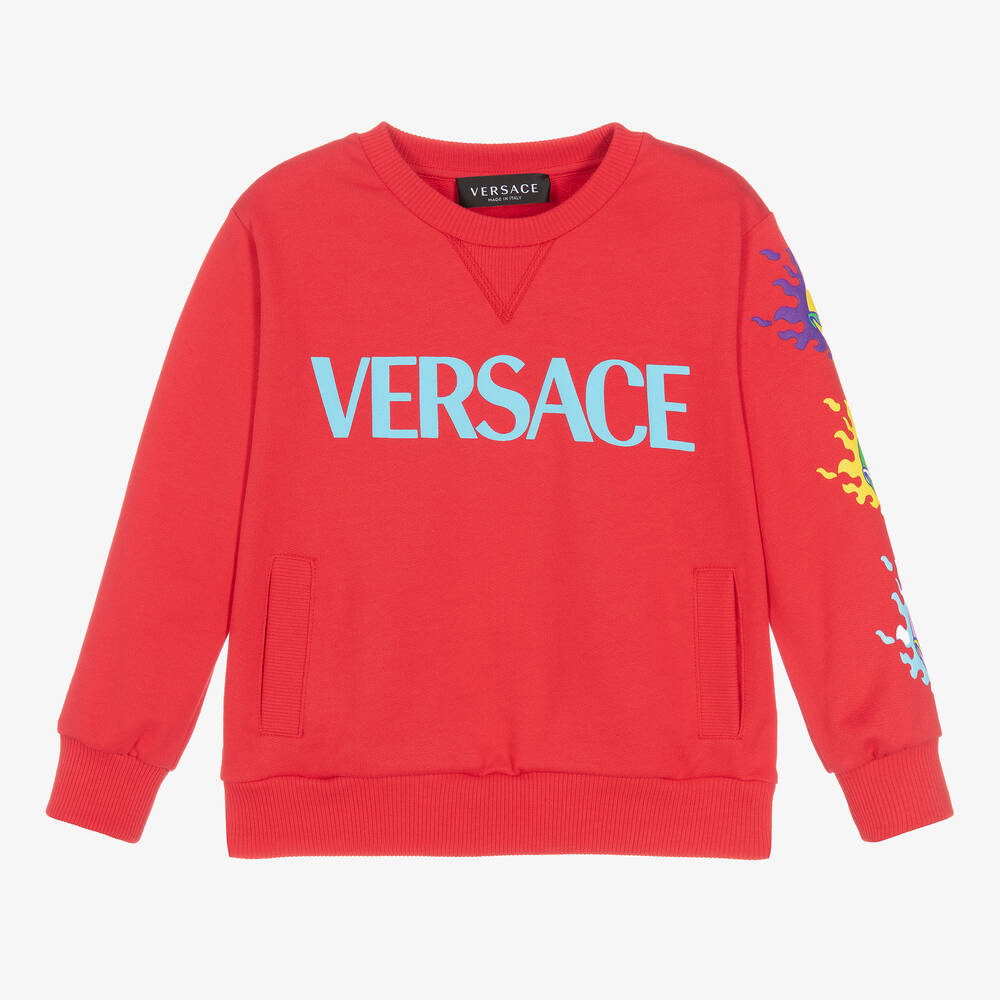 Versace - سويتشيرت قطن لون أحمر للأولاد | Childrensalon