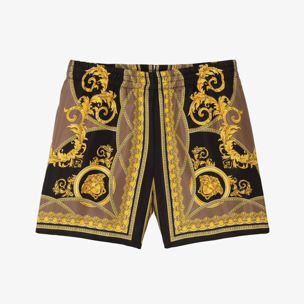Versace-Boys Regal Gold Silk Shorts | Childrensalon Outlet