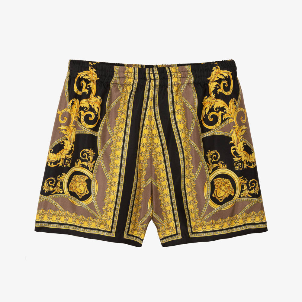 Versace-Boys Regal Gold Silk Shorts | Childrensalon Outlet