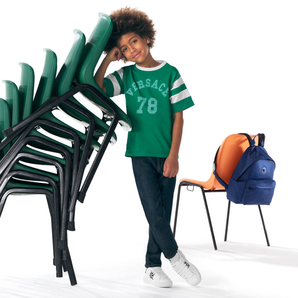 Versace-Boys Royal Blue Logo Backpack | Childrensalon Outlet