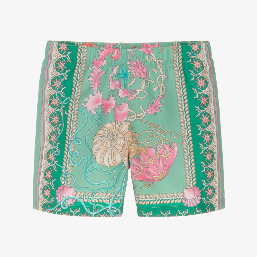 Versace-Boys Sea Green Luxury Swim Shorts | Childrensalon Outlet